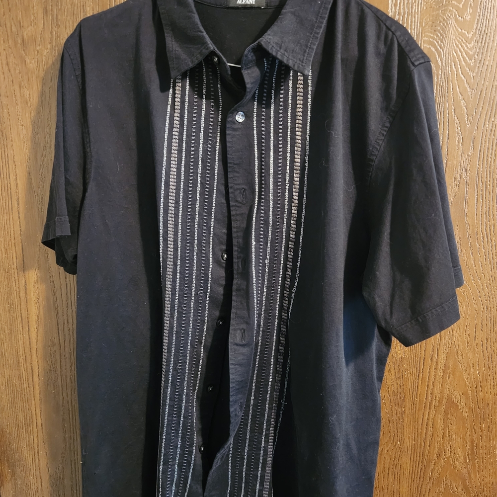 Alfani Men's Black Short Sleeve Large Shirt
